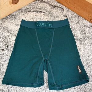 Comfrt Women's Ribbed High-Waist boxer brief Lounge Shorts — Teal Green